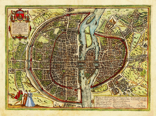 PARIS vers 1572 par BRAUN HOGENBERG - REPRODUCTION d1 CARTE ANCIENNE