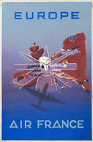 AIRLINES EUROPE Rffmu-POSTER/REPRODUCTION d1 AFFICHE VINTAGE