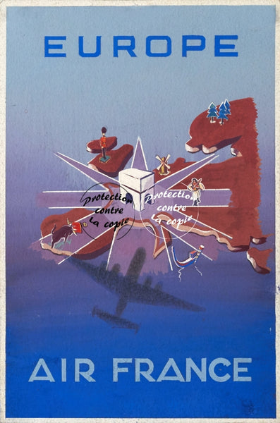 AIRLINES EUROPE Rffmu-POSTER/REPRODUCTION d1 AFFICHE VINTAGE