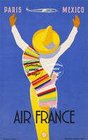 AIRLINES MEXICO Rfwik-POSTER/REPRODUCTION d1 AFFICHE VINTAGE
