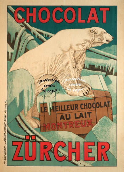 PUB ZÜRCHER CHOCOLAT Rfwda-POSTER/REPRODUCTION d1 AFFICHE VINTAGE