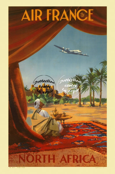 AIRLINES NORTH AFRICA Rfvcu-POSTER/REPRODUCTION d1 AFFICHE VINTAGE