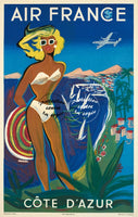 AIRLINES CÔTE D'AZUR Rpbr-POSTER/REPRODUCTION d1 AFFICHE VINTAGE