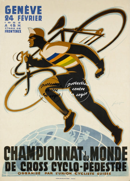 VéLO GENèVE CROSS CYCLO 1952 Rfvzc-POSTER/REPRODUCTION d1 AFFICHE VINTAGE