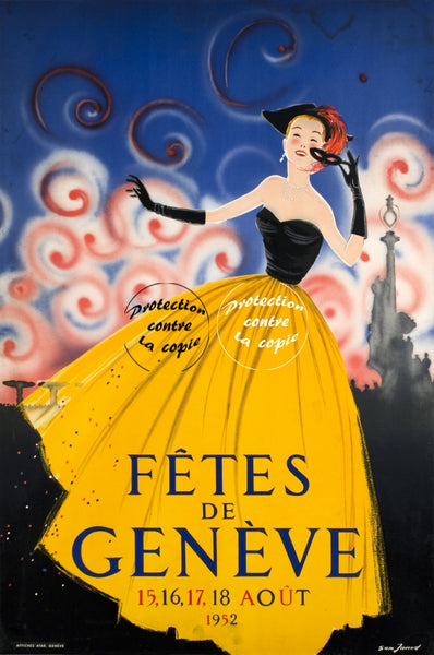 GENèVE FêTES 1952 Rfbbz-POSTER/REPRODUCTION d1 AFFICHE VINTAGE