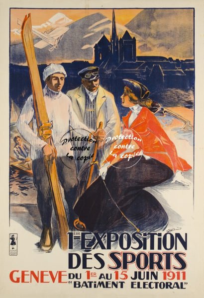 GENèVE EXPO SPORTS 1911 Rftxv-POSTER/REPRODUCTION d1 AFFICHE VINTAGE