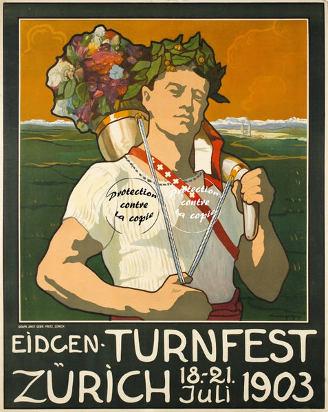 FêTE Eidgen TURNFEST 1903 Rxnm-POSTER/REPRODUCTION d1 AFFICHE VINTAGE