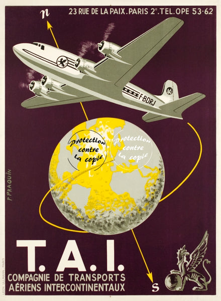TAI AVION Rfiuw-POSTER/REPRODUCTION d1 AFFICHE VINTAGE