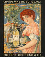 PUB R. BEHREND VIN BORDEAUX Rffee-POSTER/REPRODUCTION d1 AFFICHE VINTAGE