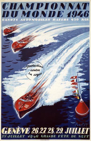 SPORT GENèVE CANOTS 1946 Rfnkx-POSTER/REPRODUCTION d1 AFFICHE VINTAGE