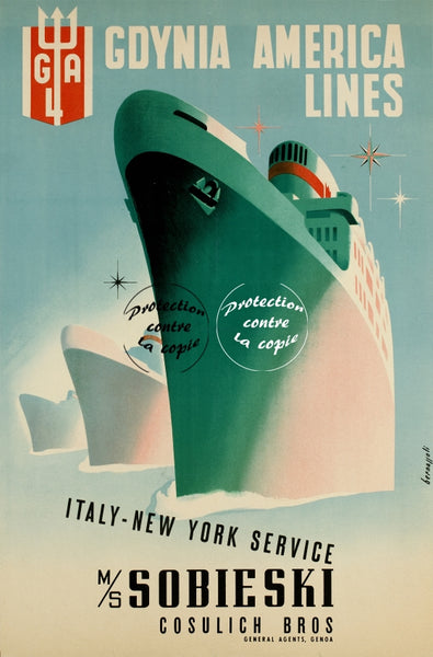 BATEAUX GDYNIA AMERICA LINES Rzwq-POSTER/REPRODUCTION d1 AFFICHE VINTAGE