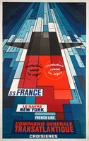 LE FRANCE PAQUEBOT Rdwq-POSTER/REPRODUCTION d1 AFFICHE VINTAGE