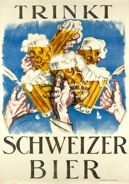 PUB SCHWEIZER BIER Rnbe-POSTER/REPRODUCTION d1 AFFICHE VINTAGE