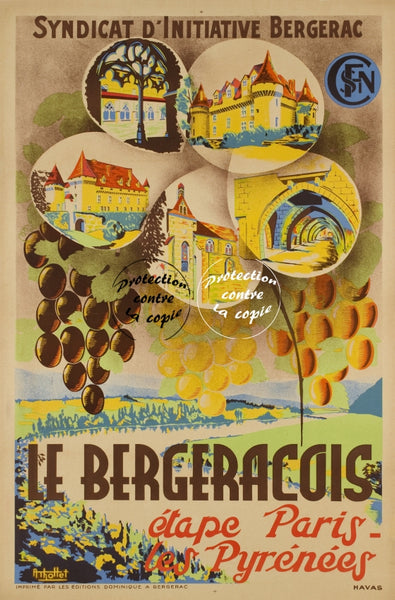 PUB LE BERGERACOIS BERGERAC Rhoi-POSTER/REPRODUCTION d1 AFFICHE VINTAGE