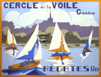 SPORT GENèVE CERCLE VOILE 1927 Rhqo-POSTER/REPRODUCTION d1 AFFICHE VINTAGE