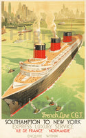 BATEAUX Le NORMANDIE NEW YORK Rf0613-POSTER/REPRODUCTION d1 AFFICHE VINTAGE