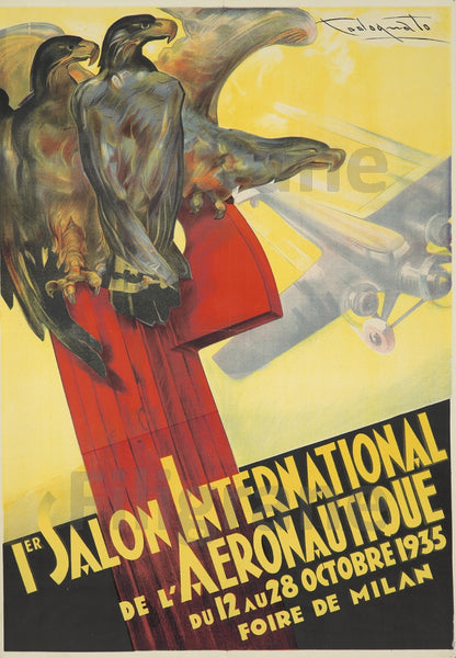 AIRLINES: 1935 SALON AéRONAUTIQUE:POSTER/REPRODUCTION d1 AFFICHE VINTAGE