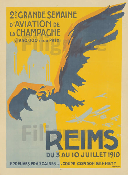 AVIATION REIMS 1910 Rf14-POSTER/REPRODUCTION d1 AFFICHE VINTAGE
