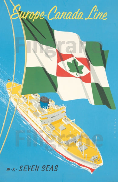 BATEAUX MS SEVEN SEAS CANADA R170-POSTER/REPRODUCTION d1 AFFICHE VINTAGE