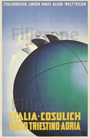 BATEAUX ITALIA COSULICH Rf182-POSTER/REPRODUCTION d1 AFFICHE VINTAGE