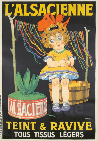 PUB L'ALSACIENNE TEINTURE 194-POSTER/REPRODUCTION d1 AFFICHE VINTAGE