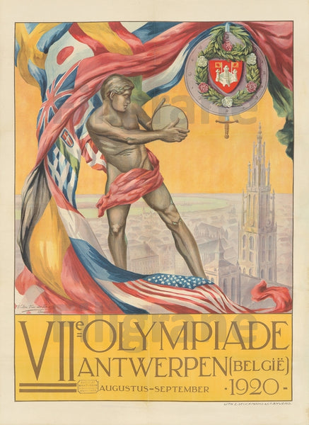 SPORT VII OLYMPIADE BELGIE 1920-POSTER/REPRODUCTION d1 AFFICHE VINTAGE