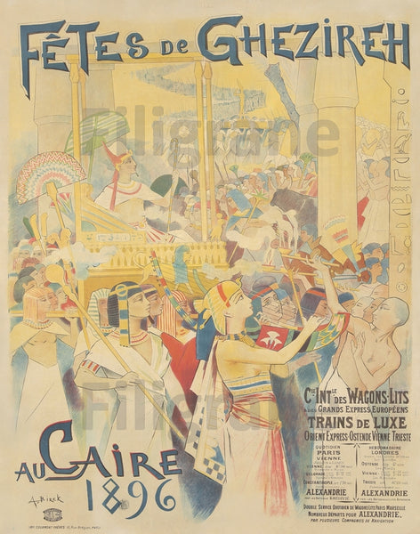 FêTES GHEZIREH CAIRE 1896-POSTER/REPRODUCTION d1 AFFICHE VINTAGE