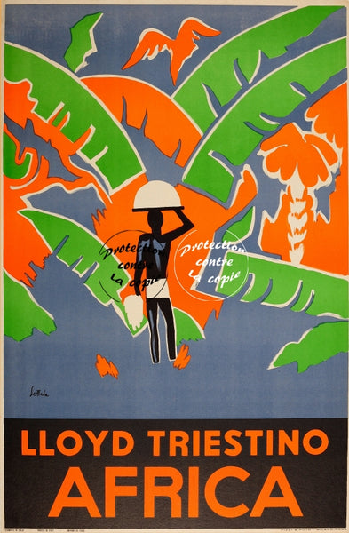 BATEAUX LLOYD TRIESTINO AFRICA R22-POSTER/REPRODUCTION d1 AFFICHE VINTAGE