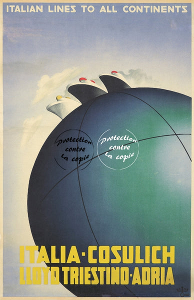 BATEAUX ITALIA COSULICH Rf27-POSTER/REPRODUCTION d1 AFFICHE VINTAGE