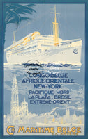 BATEAUX Cie MARITIME BELGE Rf37-POSTER/REPRODUCTION d1 AFFICHE VINTAGE