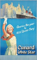 QUEEN MARY PAQUEBOT Rrwp-POSTER/REPRODUCTION d1 AFFICHE VINTAGE