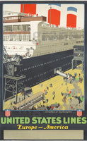 UNITED STATES LINES BATEAU Rjkn-POSTER/REPRODUCTION d1 AFFICHE VINTAGE