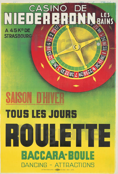 NIEDERBRONN/BAINS CASINO Rhfj-POSTER/REPRODUCTION d1 AFFICHE VINTAGE