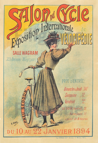 SALON CYCLES PARIS 1894 Rhln-POSTER/REPRODUCTION d1 AFFICHE VINTAGE