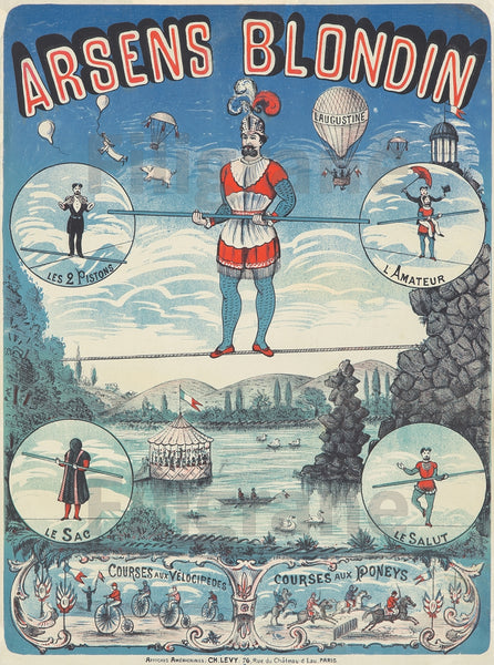 CIRQUE Arsène BLONDIN FUNAMBULE Rujk-POSTER/REPRODUCTION d1 AFFICHE VINTAGE