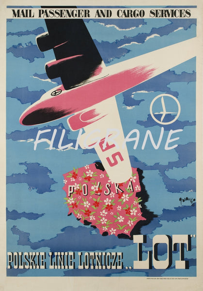 POLSKIE LINIE LOTNICZE AVION Rlsy-POSTER/REPRODUCTION 90x110c d1 AFFICHE VINTAGE