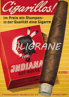 PUB INDIANA CIGARES Rfxa-POSTER/REPRODUCTION d1 AFFICHE VINTAGE