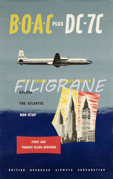 BOAC AVION DC-7C Rqbl-POSTER/REPRODUCTION d1 AFFICHE VINTAGE