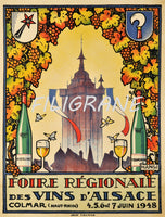 PUB COLMAR VIN ALSACE 1948 Rptb-POSTER/REPRODUCTION d1 AFFICHE VINTAGE