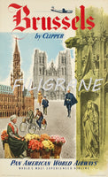 AIRLINES PAN AMERICAN BRUSSELS Rmzb-POSTER/REPRODUCTION d1 AFFICHE VINTAGE
