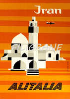 AIRLINES IRAN ALITALIA Rdri-POSTER/REPRODUCTION d1 AFFICHE VINTAGE