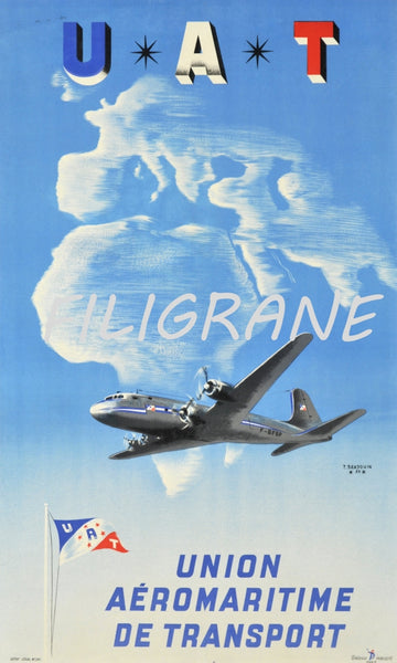 UAT AVION Rngy-POSTER/REPRODUCTION d1 AFFICHE VINTAGE
