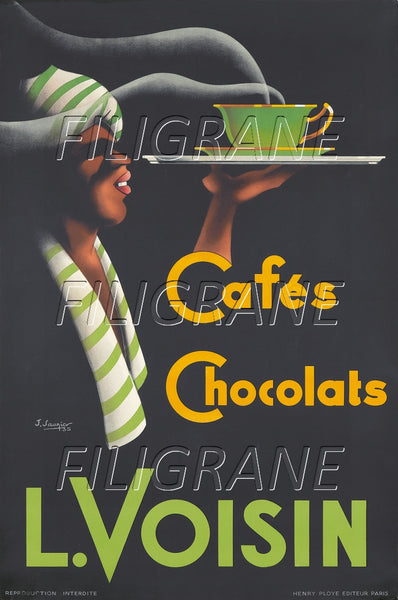 PUB L. VOISIN CAFéS CHOCOLATS Rgxi-POSTER/REPRODUCTION d1 AFFICHE VINTAGE