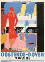 OOSTENDE DOVER PAQUEBOT Rsae-POSTER/REPRODUCTION d1 AFFICHE VINTAGE