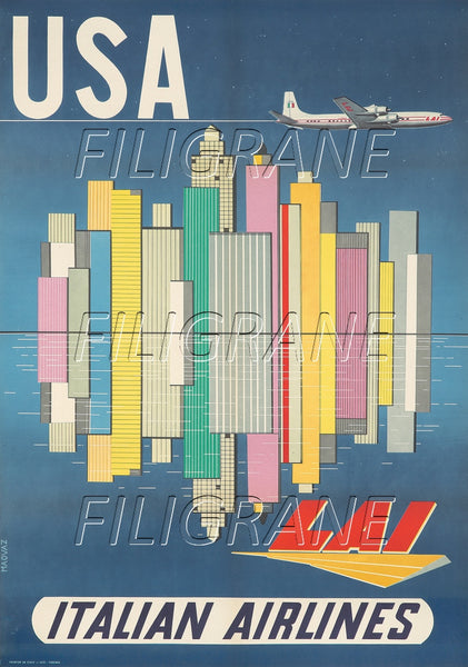 ITALIAN AIRLINES USA Rvlg-POSTER/REPRODUCTION d1 AFFICHE VINTAGE