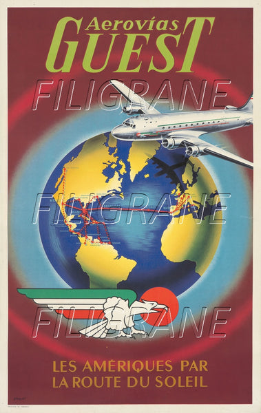 AEROVIAS GUEST AVION Rhmz-POSTER/REPRODUCTION d1 AFFICHE VINTAGE