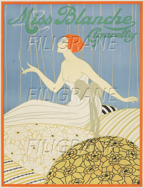 PUB MISS BLANCHE CIGARETTES Rtqm-POSTER/REPRODUCTION d1 AFFICHE VINTAGE