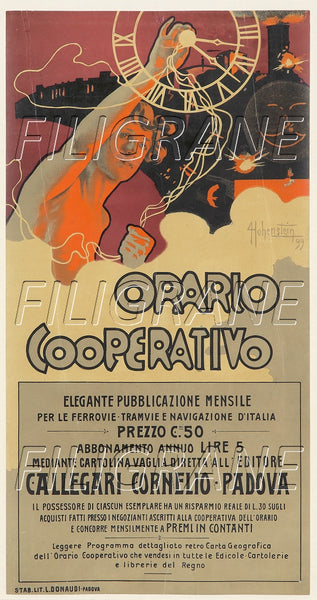 PUB ORARIO COOPERATIVO Ruad-POSTER/REPRODUCTION d1 AFFICHE VINTAGE