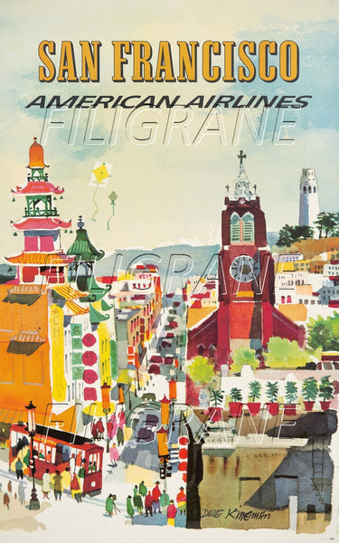 AIRLINES SAN FRANCISCO Rhyf-POSTER/REPRODUCTION d1 AFFICHE VINTAGE