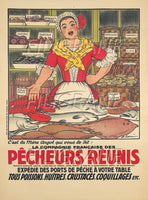 PUB Cie PêCHEURS RéUNIS Radr-POSTER/REPRODUCTION d1 AFFICHE VINTAGE